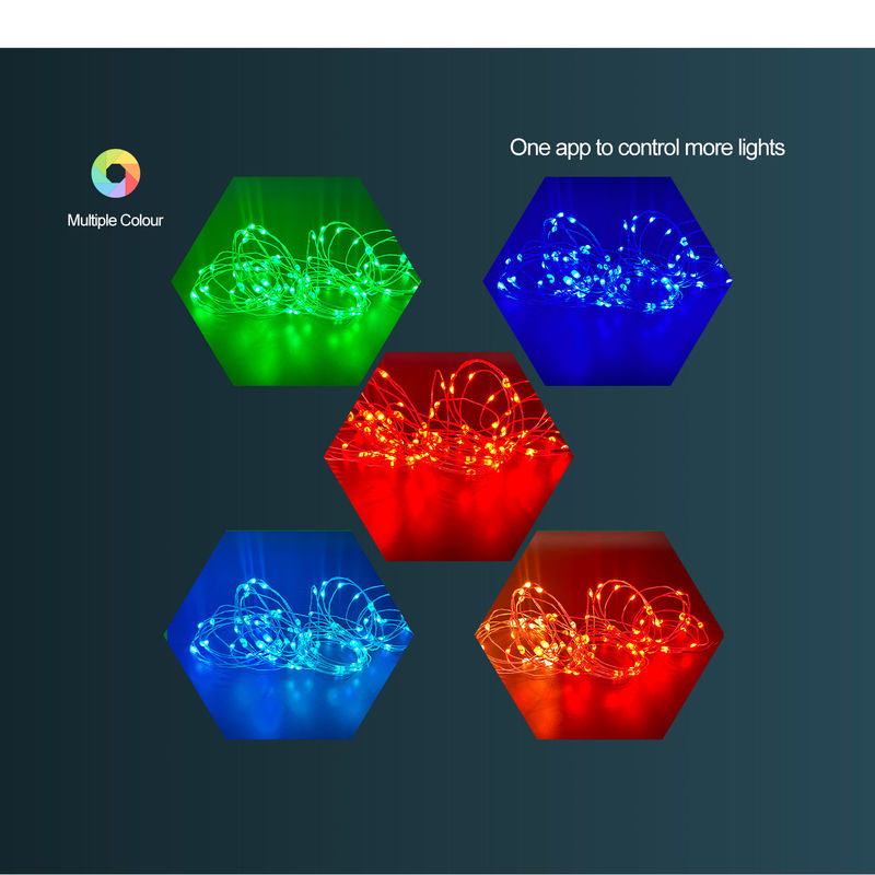 Alambre de cobre decorativo solar elegante del control LED del RGB WIFI APP de las luces de la sincronización de la prenda impermeable