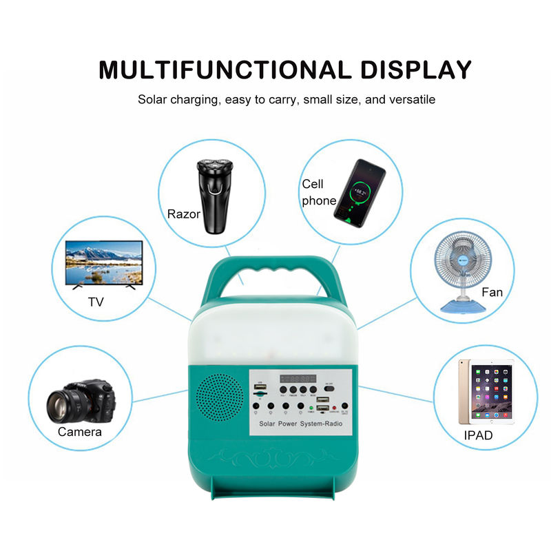 Sistema de energía de Mini Portable Solar Home Lighting Mp3 para la aleación de aluminio al aire libre