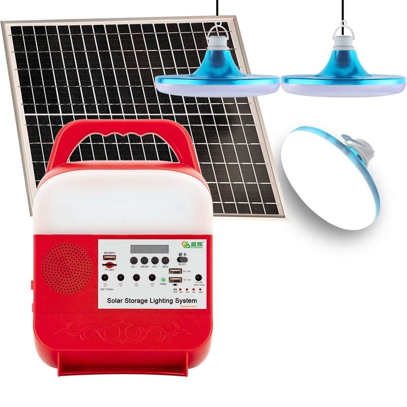 El sistema de energía solar casero de iluminación de 12v DC Mini Portable 25w sube el hogar portátil Mp3