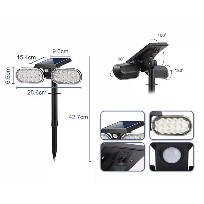 Jardín de energía solar a prueba de agua IP65 Luces Stick Lawn Stake Outdoor Pathway Yard LED