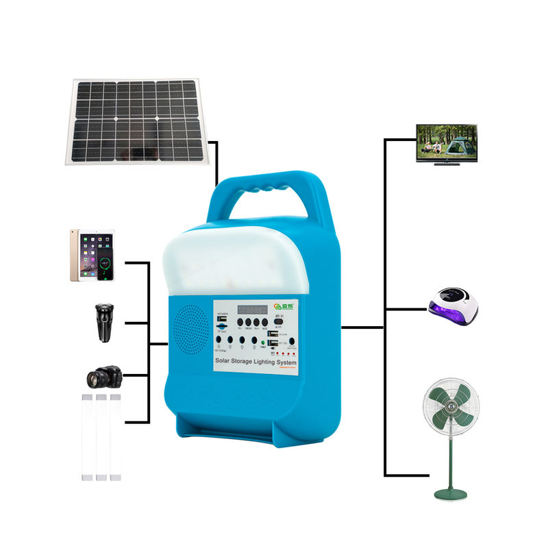 Sistema de energía casero del almacenamiento de la radio solar portátil de Kit With Panel Charger Light que acampa