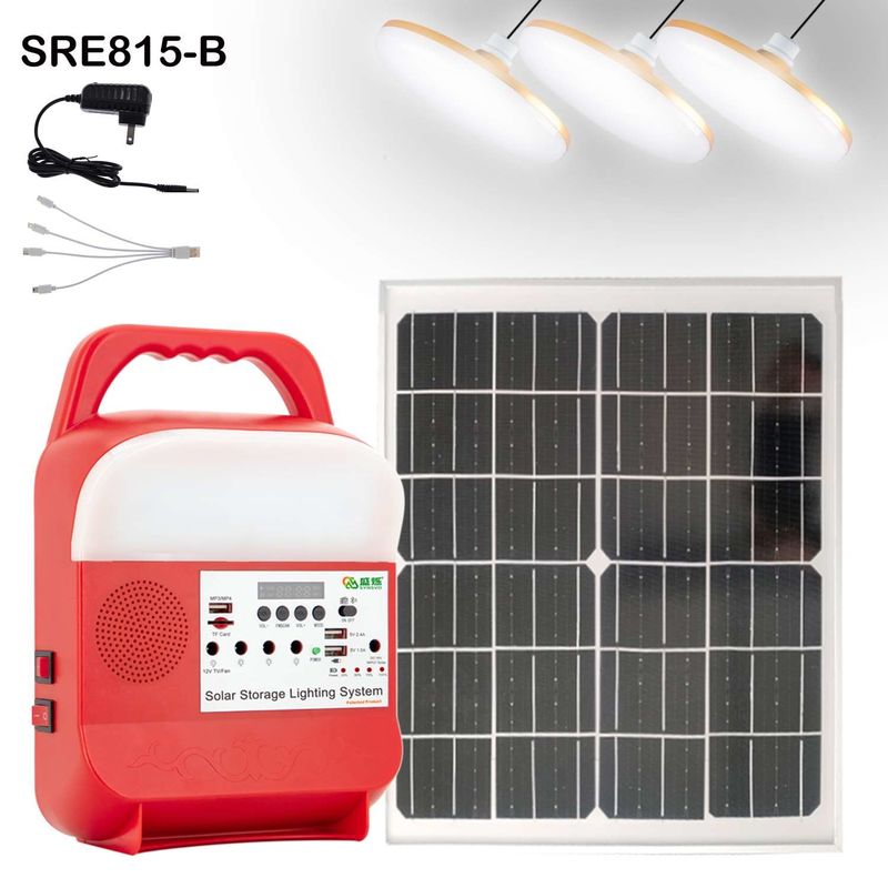 Tipo de luz LED Kit de luz solar con sistema solar doble USB para el hogar SRE-815