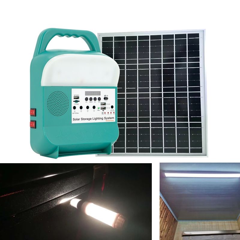 Pequeño sistema de iluminación accionado solar portátil al aire libre del almacenamiento de energía de las luces LED 16W
