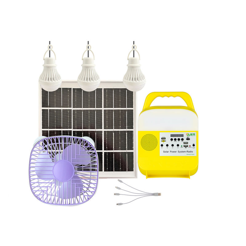 Sistema de iluminación accionado solar Kit For Home Use de las radios de Mini Portable Solar Charging Station con la fan