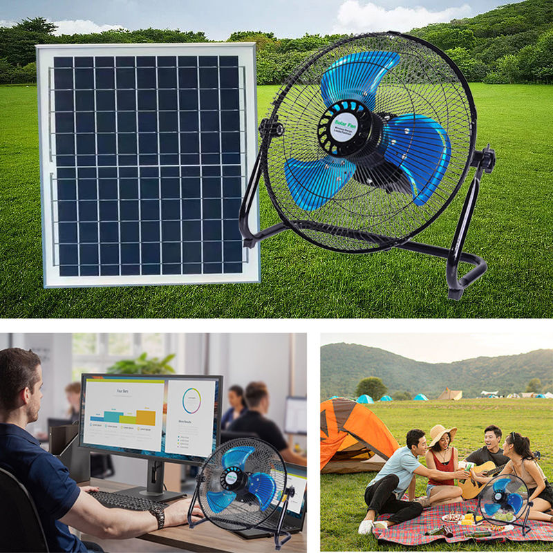 el fan casero solar del sistema de iluminación 15W con 12 velocidades 12 pulgadas presenta recargable con el panel