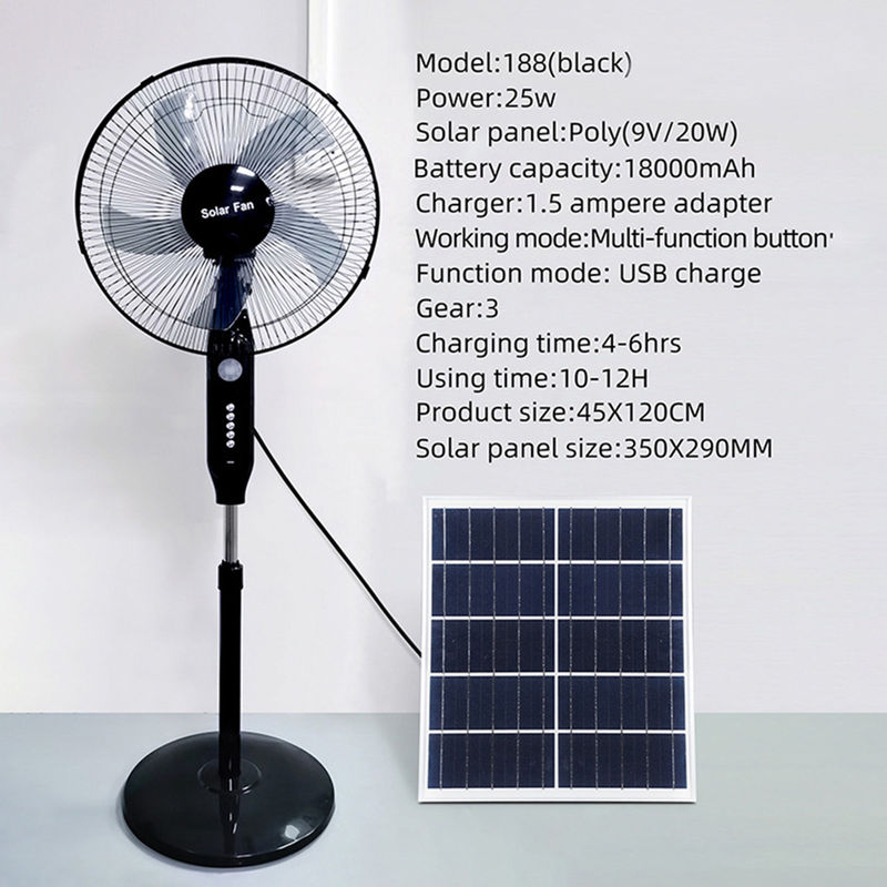 fan al aire libre accionada solar 25W con la fan solar de los engranajes de la luz 3 de USB+Night