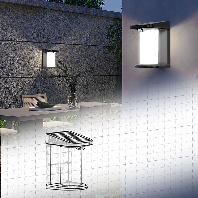 Luz de pared solar CRI 80 6000K-6500K Blanco neutro -5-50°C Sensor de movimiento decorativo Acción Luz de pared solar montada