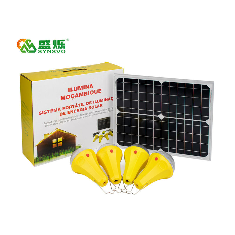 Kit de luz solar con batería de litio incorporada con 6W * 4pcs Bulbo Tiempo de trabajo 10h