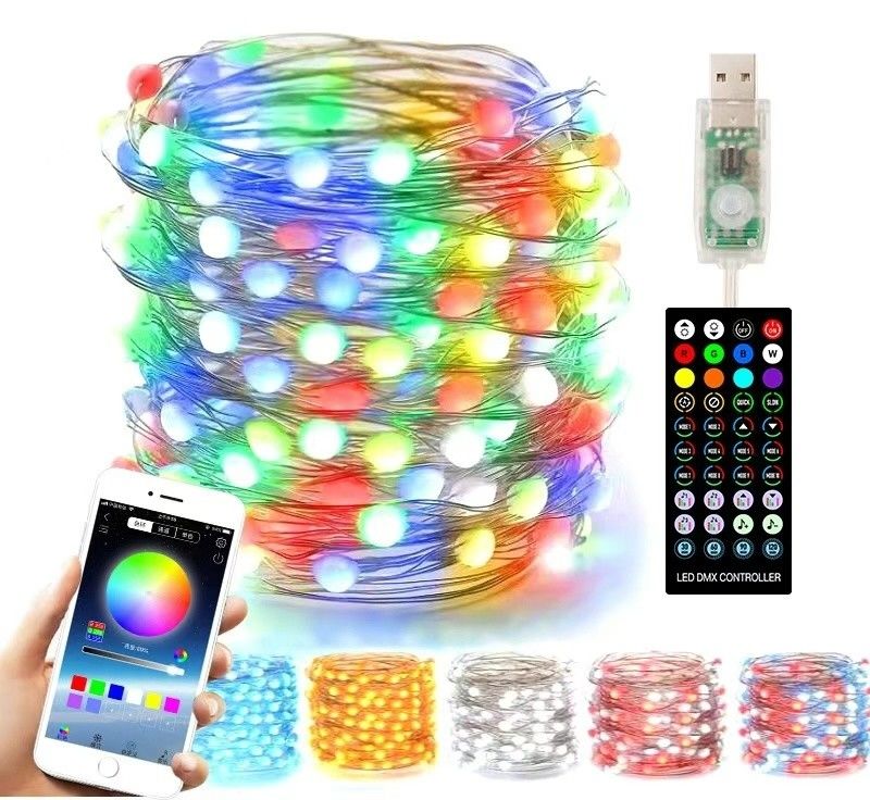 Luces coloridas decorativas solares del globo 10m de las luces los 5m de Bluetooth WiFi