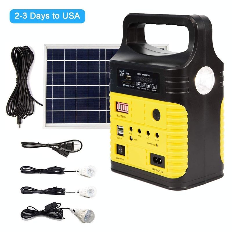 Equipo solar de la radio solar de FM de la luz casera solar Kit Global Sunrise Lights de la Sistema Solar 10W de la rejilla