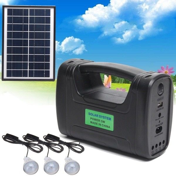 Iluminación solar interior Kit With de 12PCS SMD LED 3W 4W 5W	4Ah Batttery de plomo