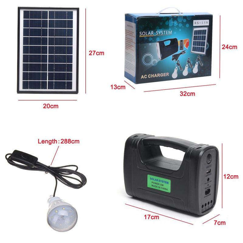 Iluminación solar interior Kit With de 12PCS SMD LED 3W 4W 5W	4Ah Batttery de plomo