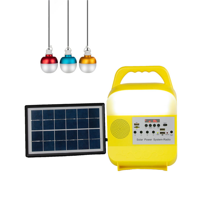 equipos portátiles del sistema de iluminación de la energía solar de los bulbos del sistema 4 LED del panel solar 12W