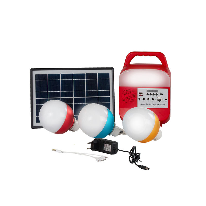equipos portátiles del sistema de iluminación de la energía solar de los bulbos del sistema 4 LED del panel solar 12W