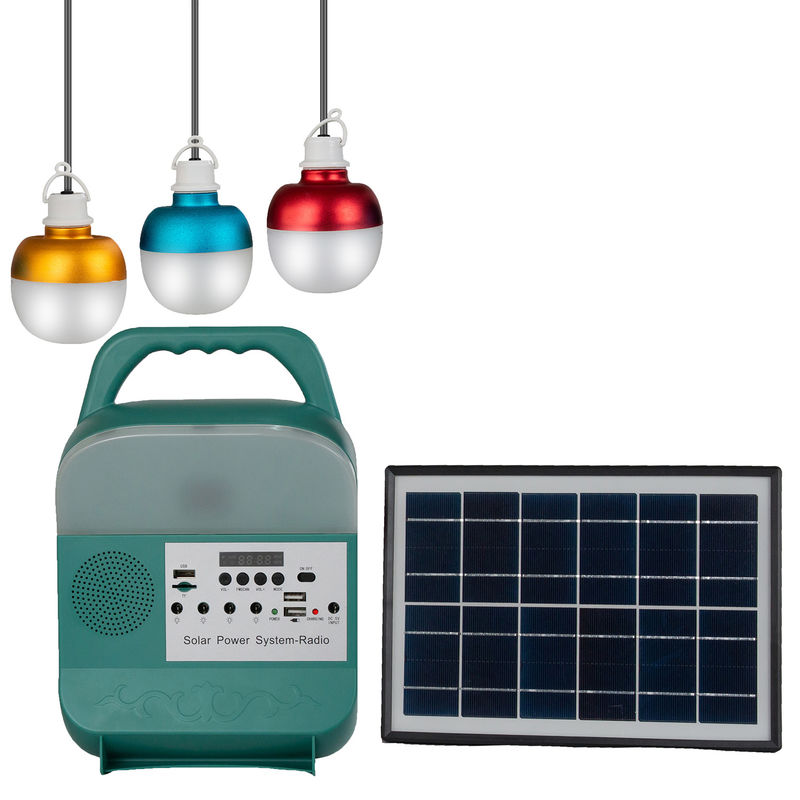 equipos portátiles del sistema de iluminación de la energía solar de los bulbos del sistema 4 LED del panel solar 12W