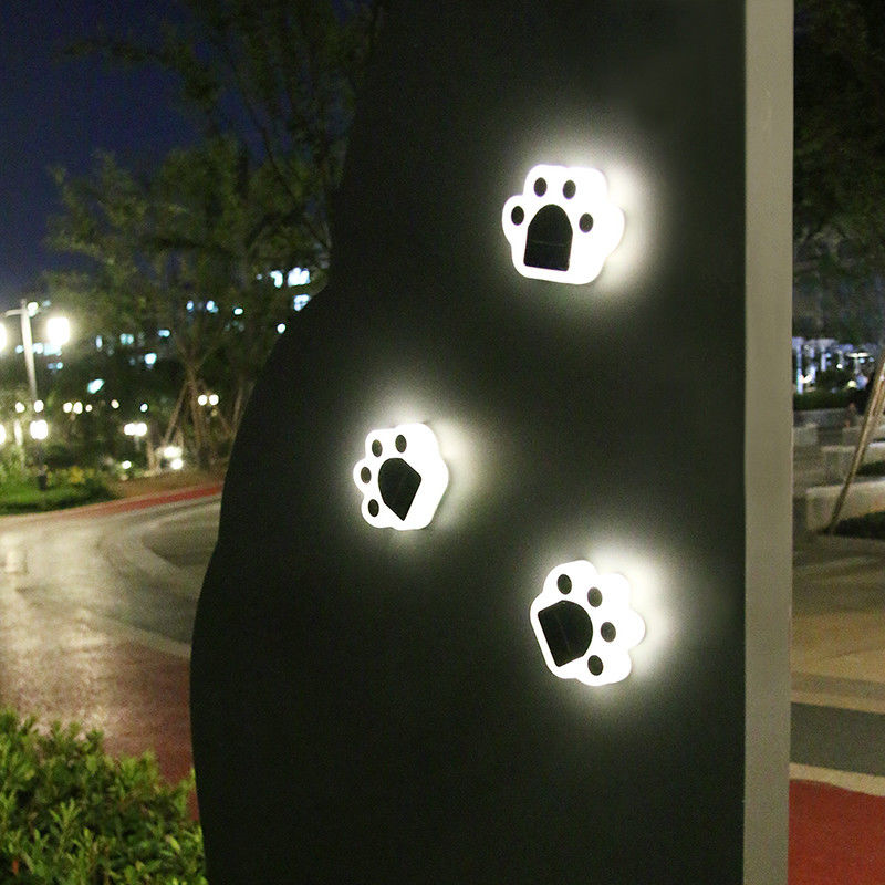 las luces decorativas solares de 5000K 70lm enchufan a Cat Paw Print Solar Lawn Lamp