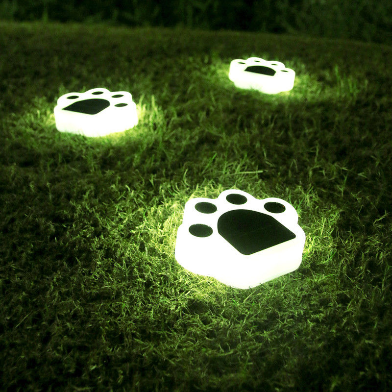 las luces decorativas solares de 5000K 70lm enchufan a Cat Paw Print Solar Lawn Lamp