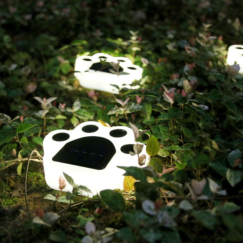 las luces decorativas solares de 5000K 70lm enchufan a Cat Paw Print Solar Lawn Lamp