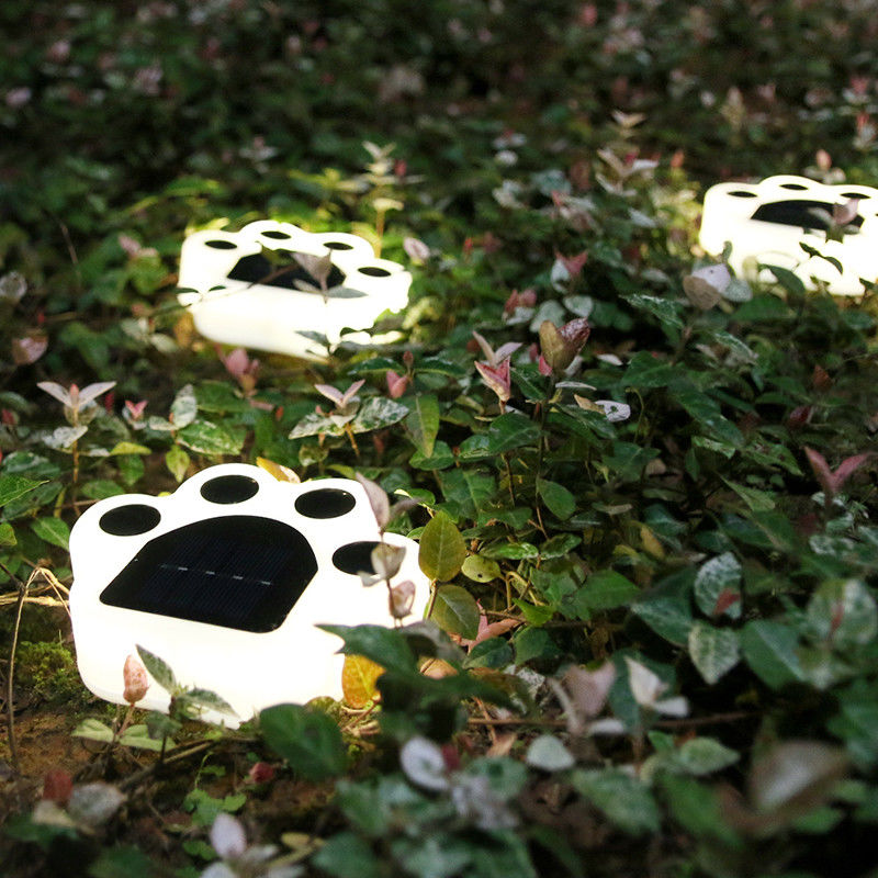las luces decorativas solares de 5000K 70lm enchufan a Cat Paw Print Solar Lawn Lamp