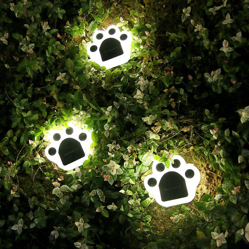 las luces decorativas solares de 5000K 70lm enchufan a Cat Paw Print Solar Lawn Lamp
