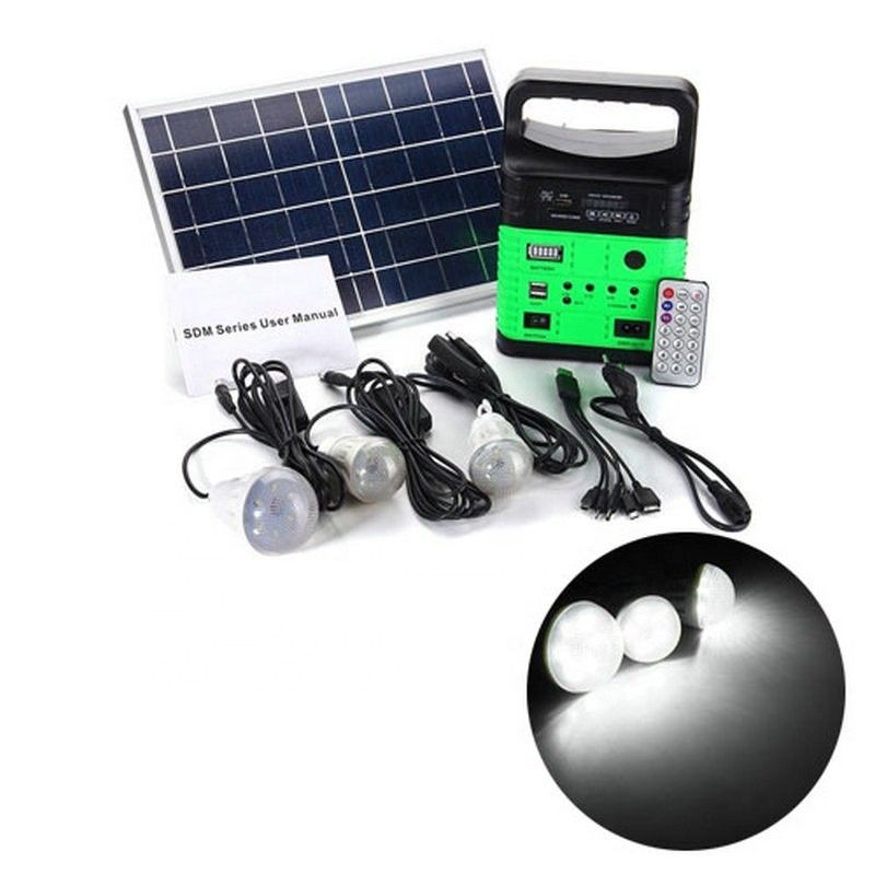 equipos de iluminación solares interiores del sistema de energía del panel solar de 7500mah 10W 6V con la radio del MP3 FM