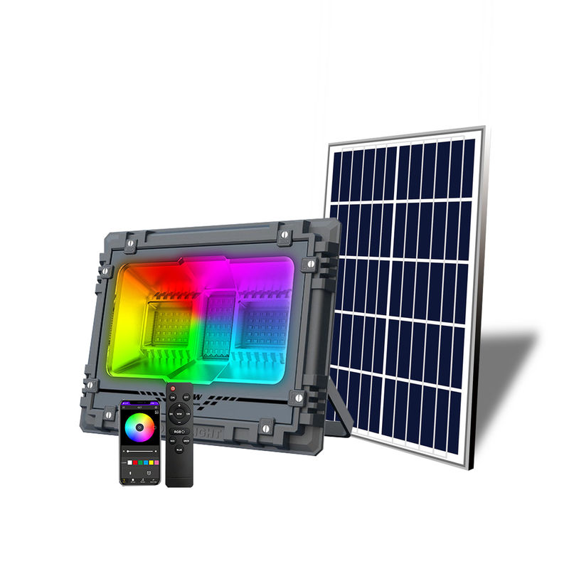 Luz de calle solar superbrillante Iluminación exterior de luz de inundación led solar RGB potente con control remoto