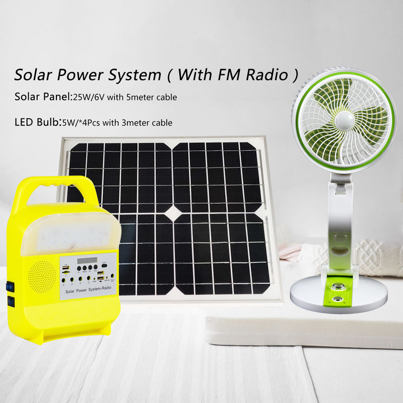 Sistema de iluminación solar de la caravana de 25 vatios con el puerto de radio SRE-6828 3pcs de la carga por USB