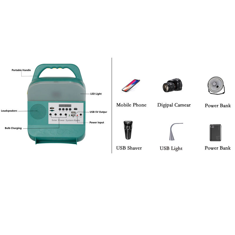 del generador solar portátil 3pcs sistema de iluminación casero 5W 3.7V con la radio de FM del Presidente