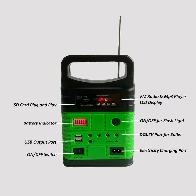 radio solar portátil MP3 Mini Outdoor Camping de Kit With Built In FM del sistema eléctrico 7500mah