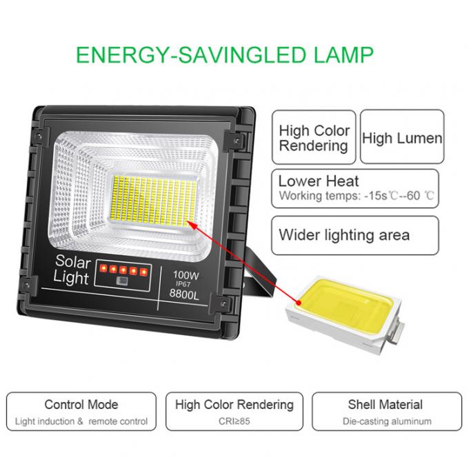 Luz de inundación solar solar al aire libre de la seguridad LED de la lámpara 100W para solar de la luz de calle del jardín accionado