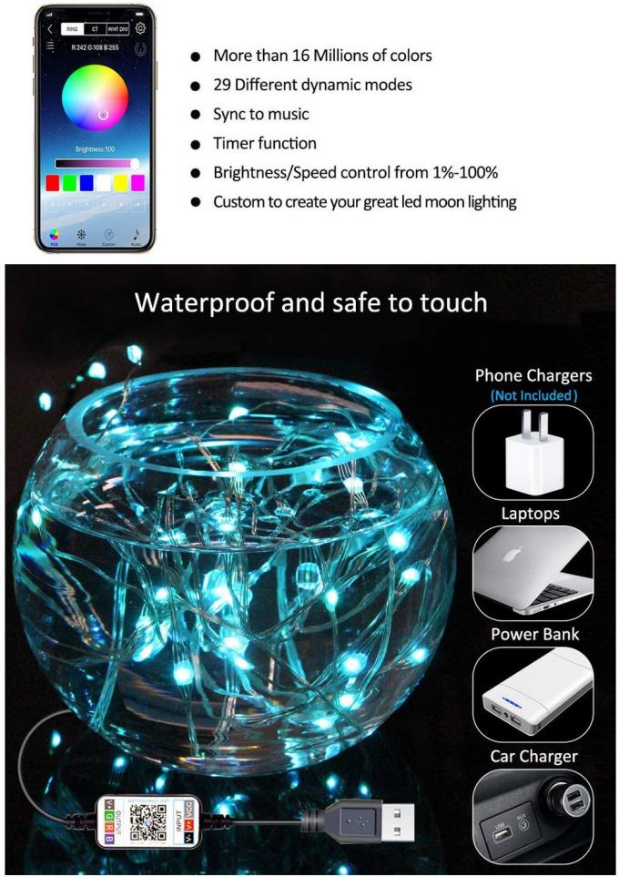 Nueva lámpara impermeable al aire libre de la lámpara USB del cobre del LED con la venta al por mayor decorativa de la secuencia de la lámpara del color de la baja tensión