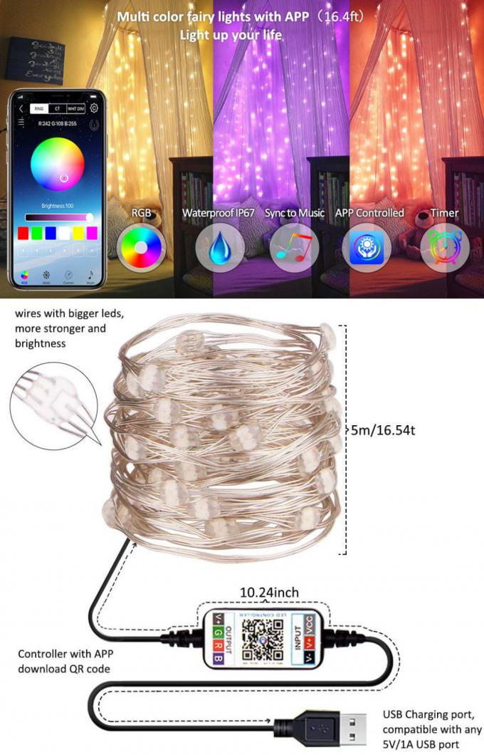 Nueva lámpara impermeable al aire libre de la lámpara USB del cobre del LED con la venta al por mayor decorativa de la secuencia de la lámpara del color de la baja tensión