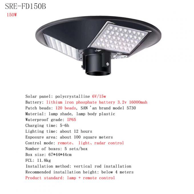 Prenda impermeable ligera solar redonda IP65 150W 250W del UFO 2