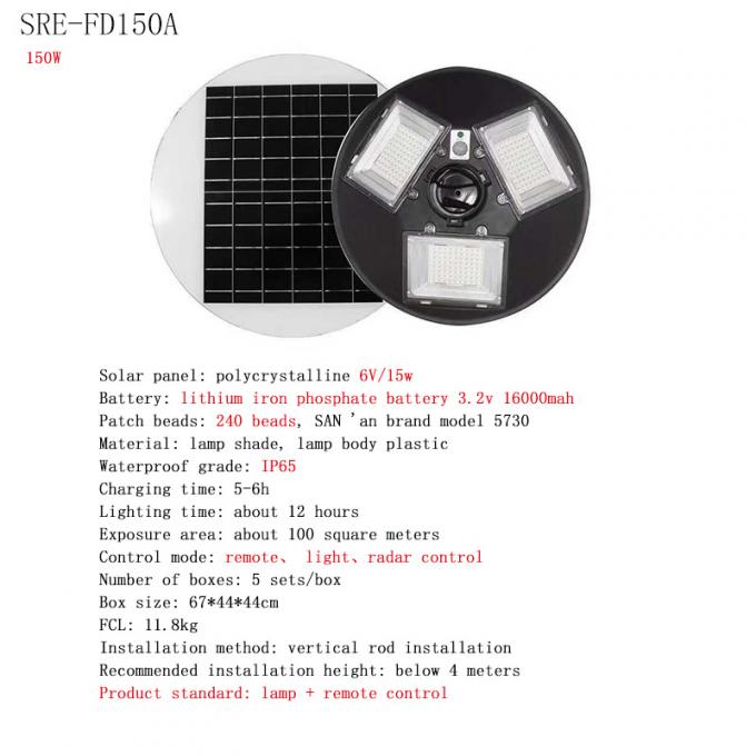 Prenda impermeable ligera solar redonda IP65 150W 250W del UFO 1