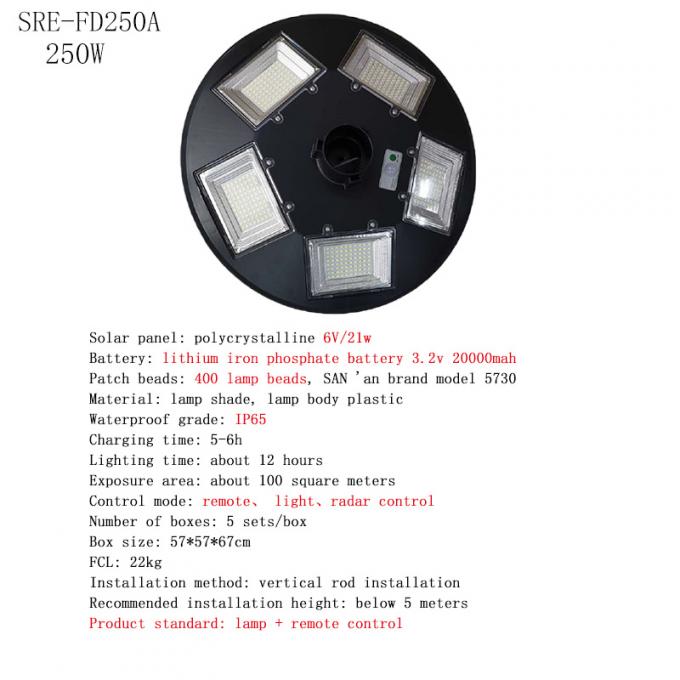 Prenda impermeable ligera solar redonda IP65 150W 250W del UFO 3