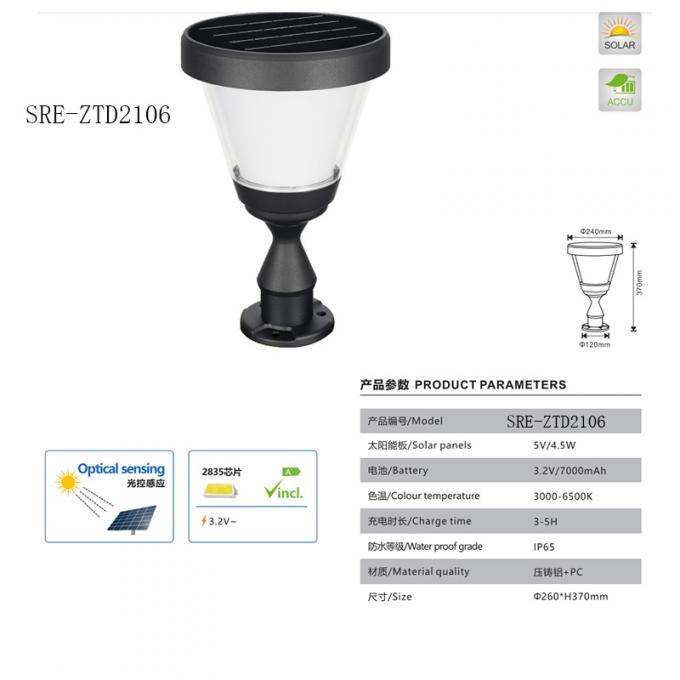 Lámpara impermeable del pilar de la decoración LED Soalr de la luz del pilar de la luz solar del jardín