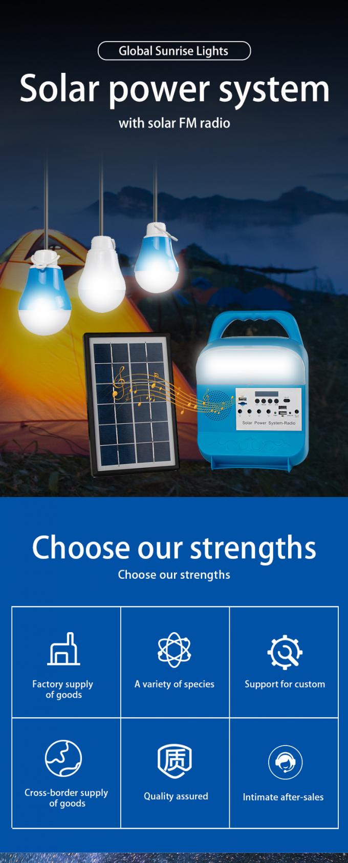 Pequeño sistema de la generación de energía solar que enciende el Presidente portátil del comercio exterior Bluetooth del hogar con la radio