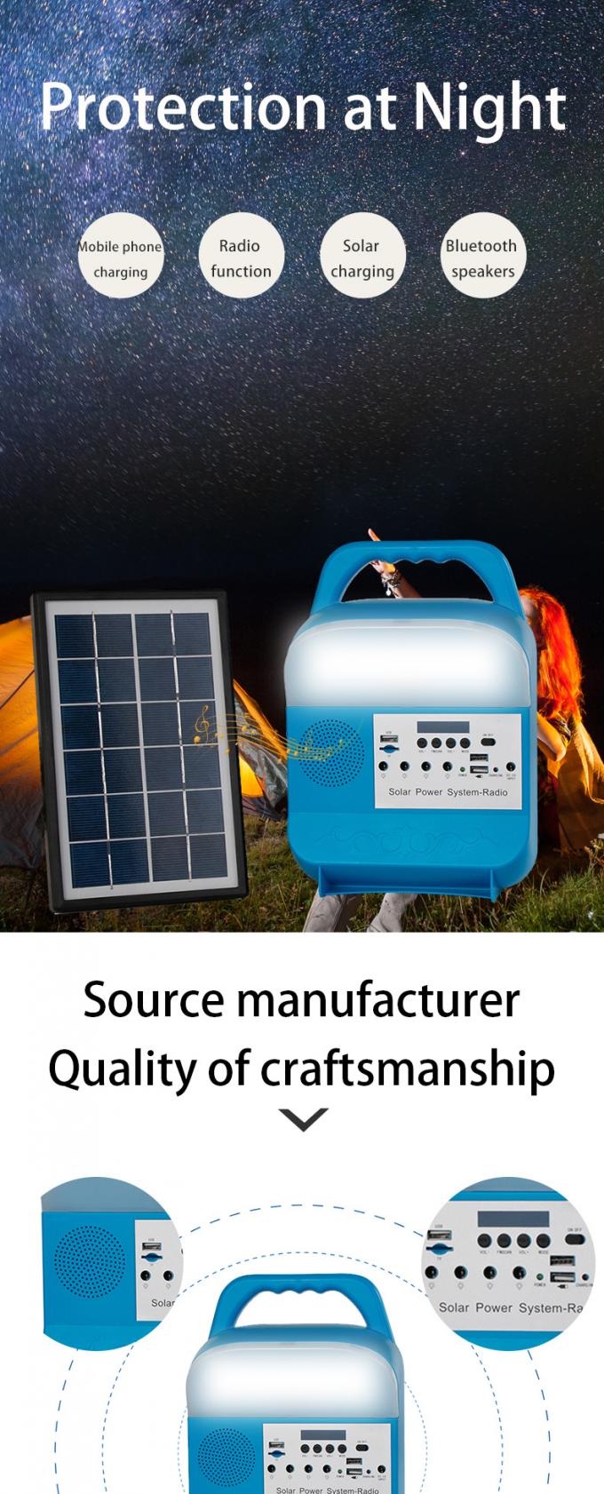 Pequeño sistema de la generación de energía solar que enciende el Presidente portátil del comercio exterior Bluetooth del hogar con la radio