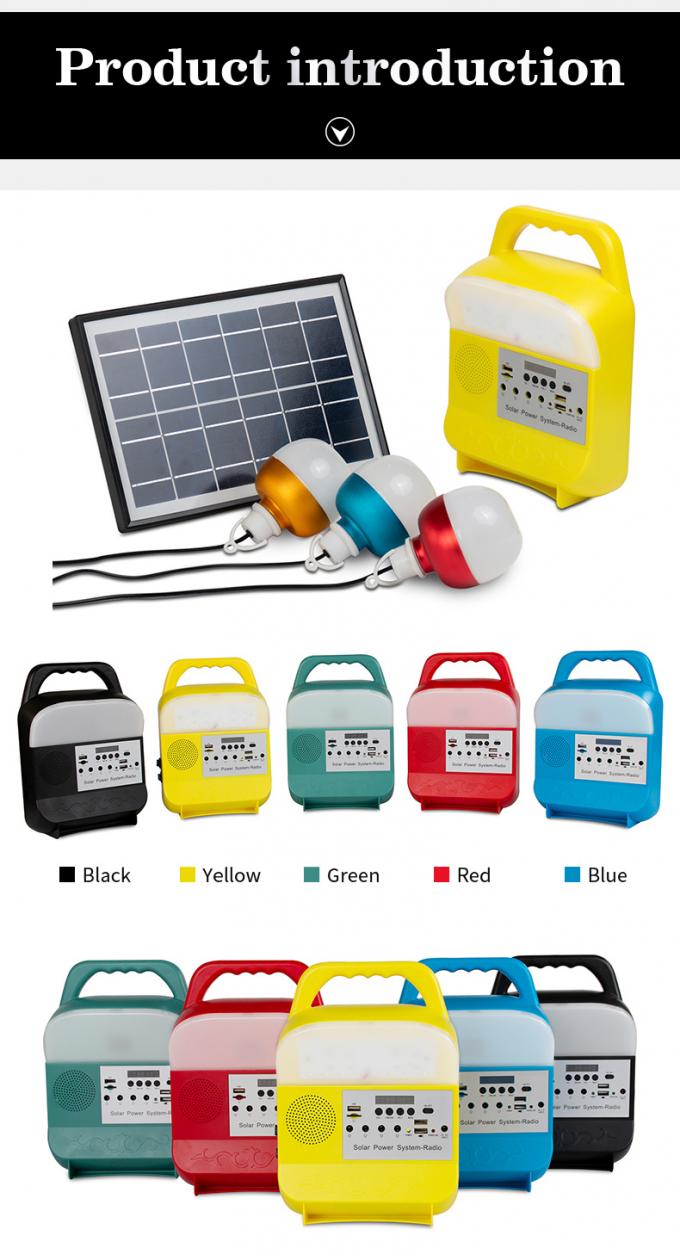 Pequeño sistema de iluminación solar con la tarjeta del TF/la radio dual de /FM del jugador Jack/Bluetooth/MP3 del USB