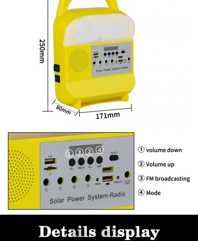 Luz solar de iluminación casera del producto 5V Kit Power System Radio 3W 5W 10W de la fábrica de China