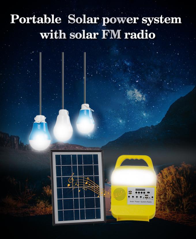 Lámpara de carga del teléfono móvil del sistema de iluminación de la energía solar USB con la lámpara móvil de radio del poder