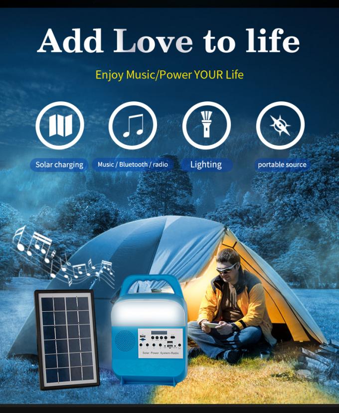 Lámpara de carga del teléfono móvil del sistema de iluminación de la energía solar USB con la lámpara móvil de radio del poder