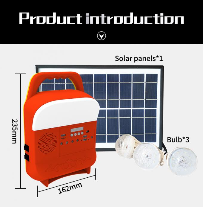 10W del sistema eléctrico solar de la rejilla con el teléfono de la radio de FM que carga el sistema de iluminación solar