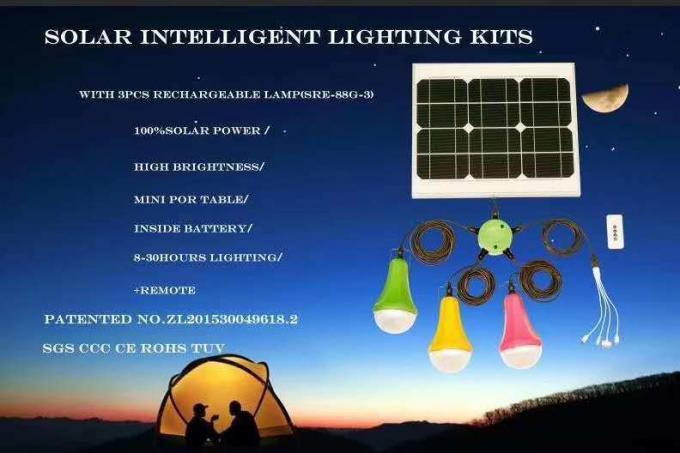 Lámpara recargable solar solar del sistema de energía de la energía 475lum con el eje de 6 agujeros